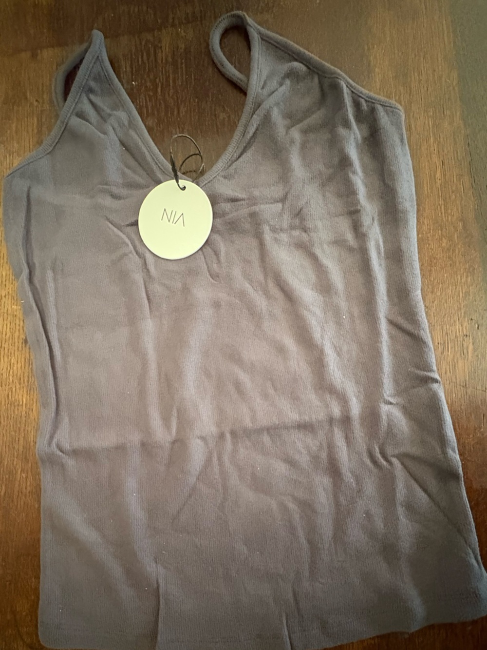 NIA Women's V-Neck Ribbed Tank Top — Smoke Gray